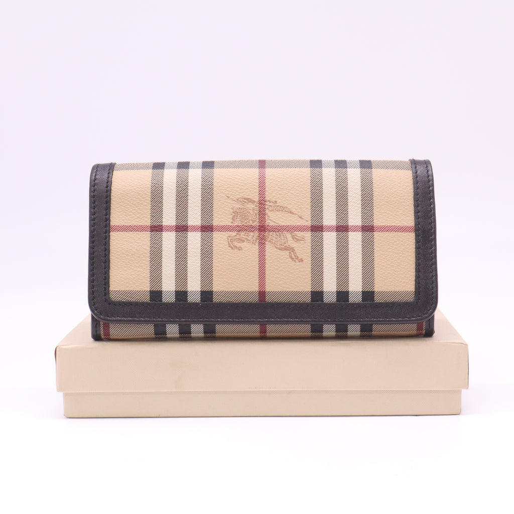 Burberry Haymarket Check and Leather Continental Wallet W22425