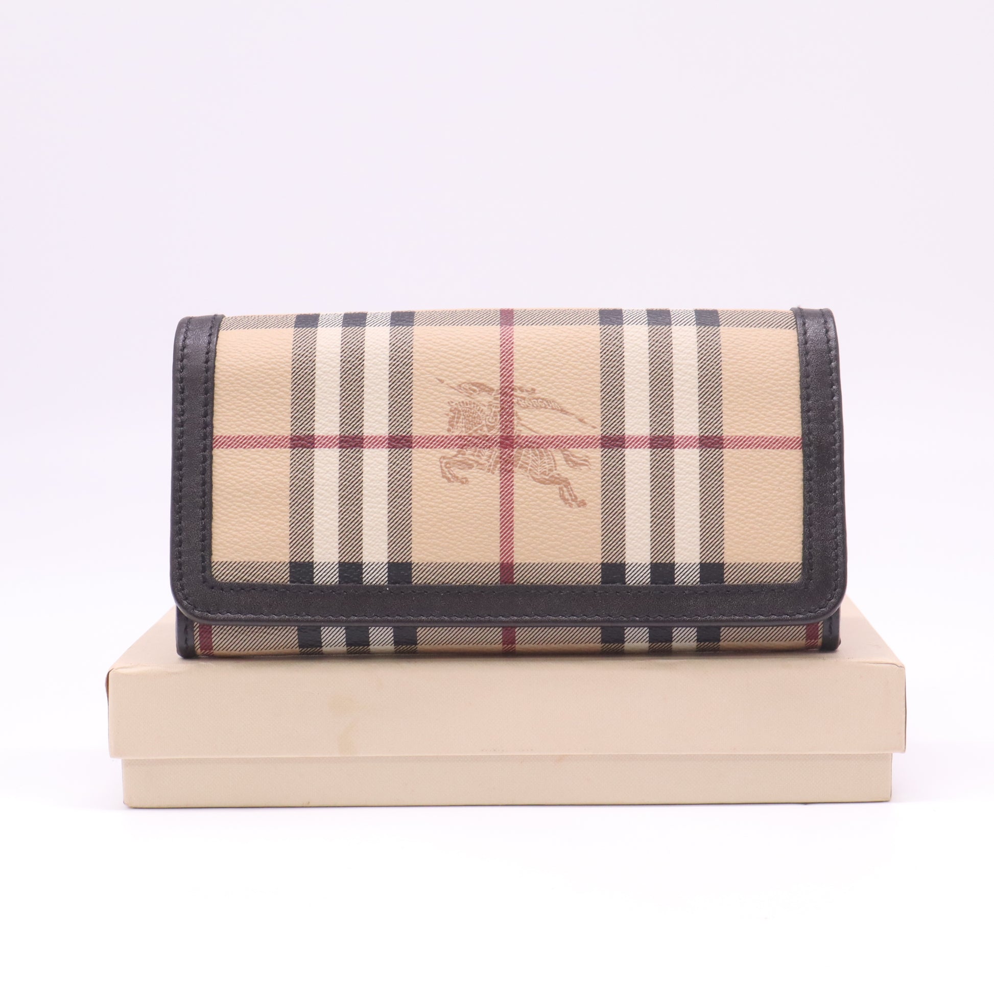 Burberry Haymarket Check and Leather Continental Wallet W22425