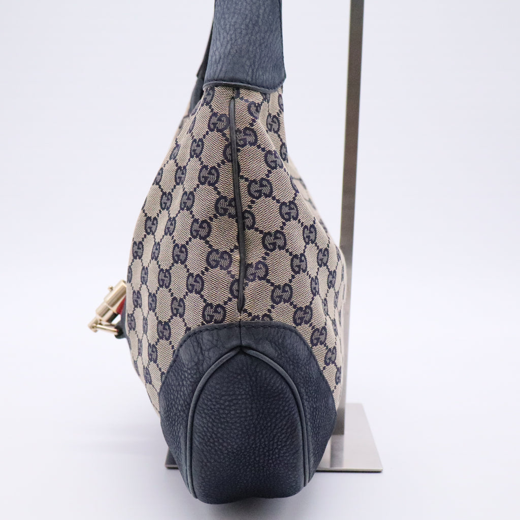 Jackie Original Web Shoulder Bag GG Canvas and Nubuck Medium