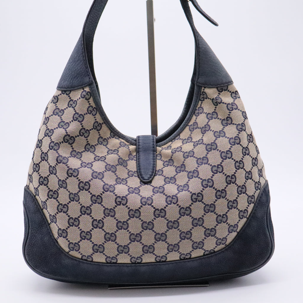Jackie Original Web Shoulder Bag GG Canvas and Nubuck Medium
