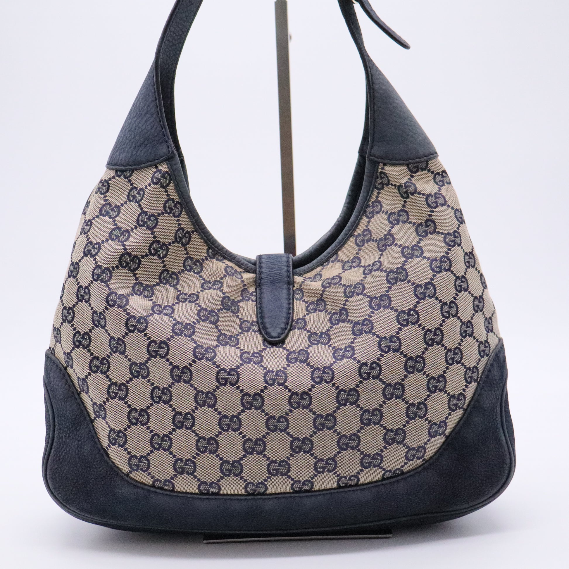 Jackie Original Web Shoulder Bag GG Canvas and Nubuck Medium