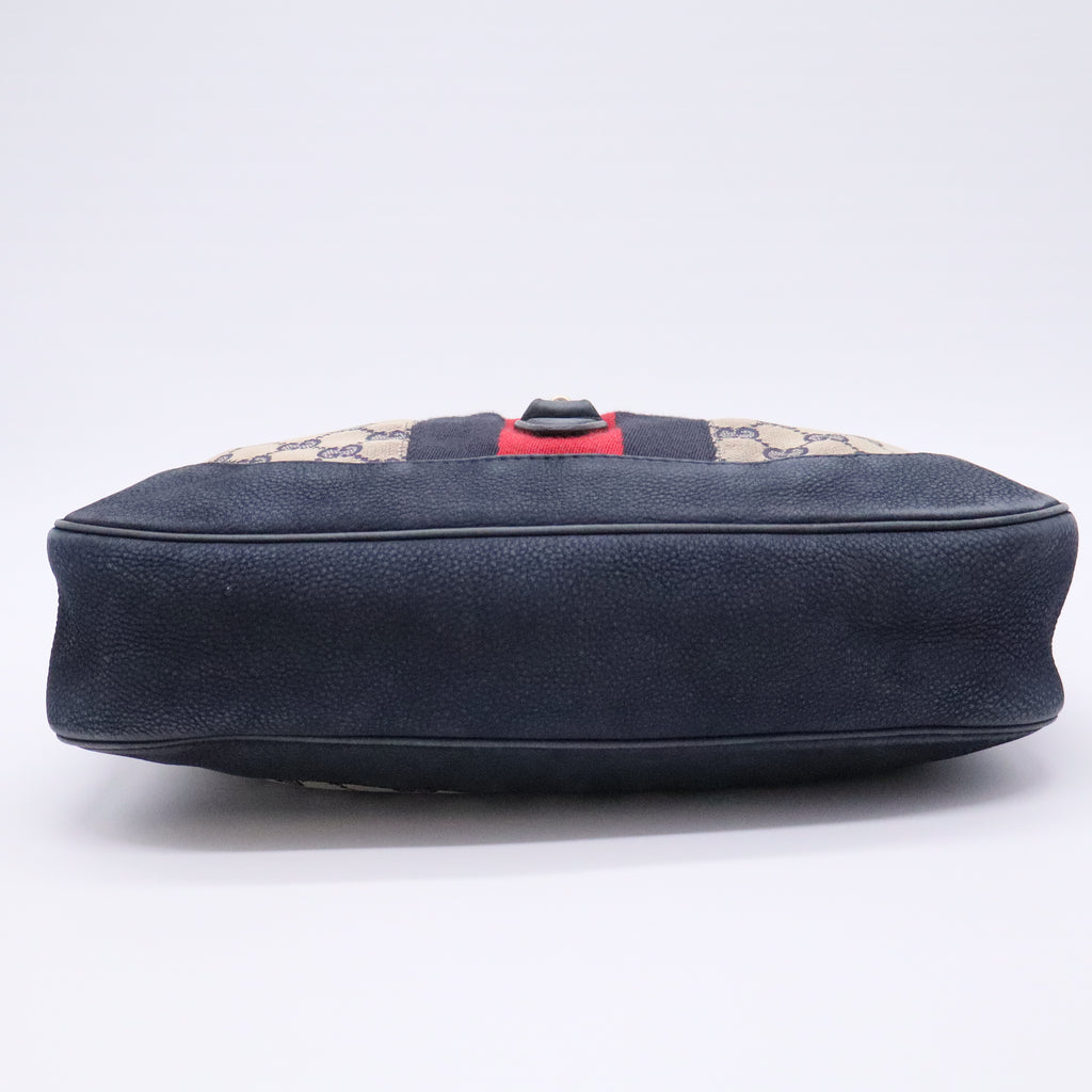 Jackie Original Web Shoulder Bag GG Canvas and Nubuck Medium