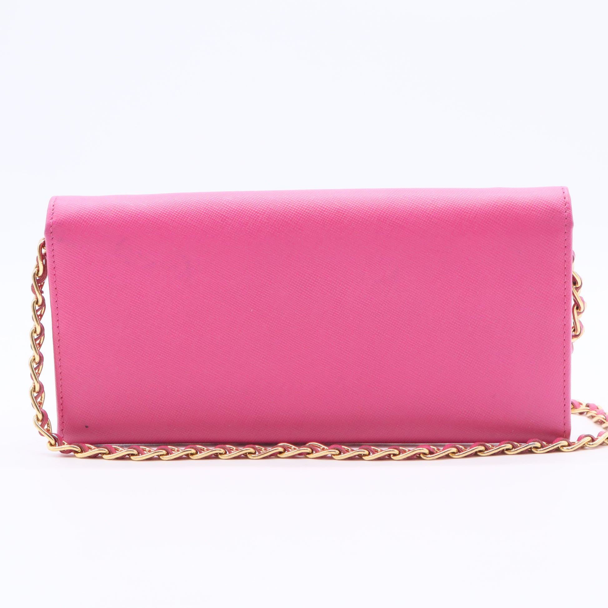 Saffiano Metal Oro Chain Wallet Geranio