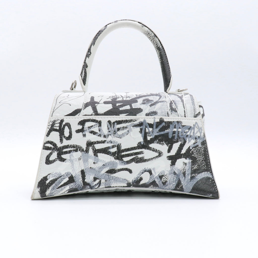 Agneau Graffiti Logo Small Hourglass Top Handle Bag twins