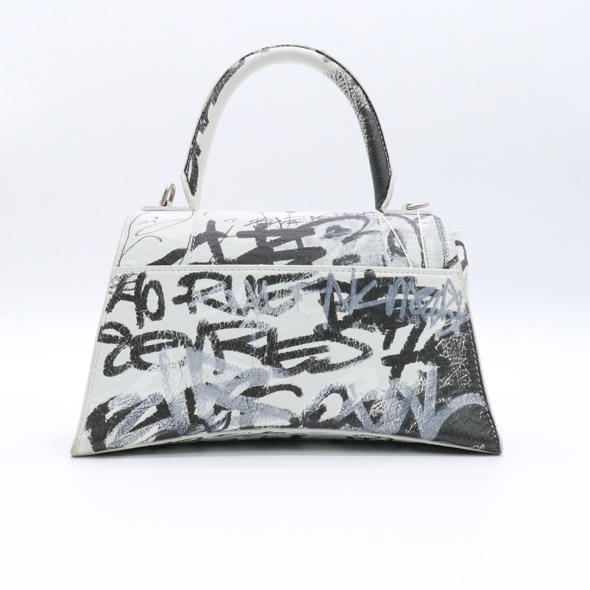 Agneau Graffiti Logo Small Hourglass Top Handle Bag twins