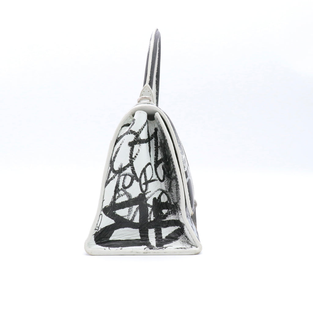 Agneau Graffiti Logo Small Hourglass Top Handle Bag twins
