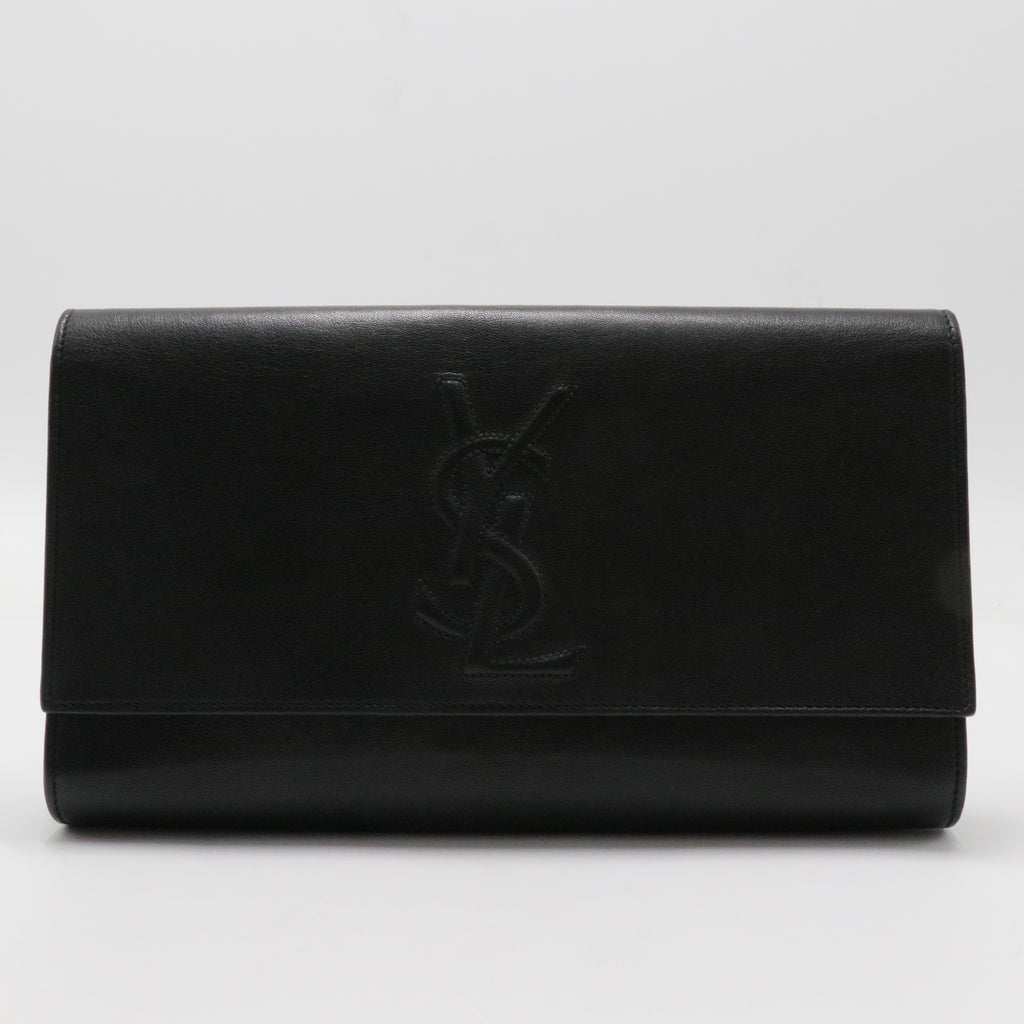 Calfskin Monogram Large Belle De Jour Clutch Black