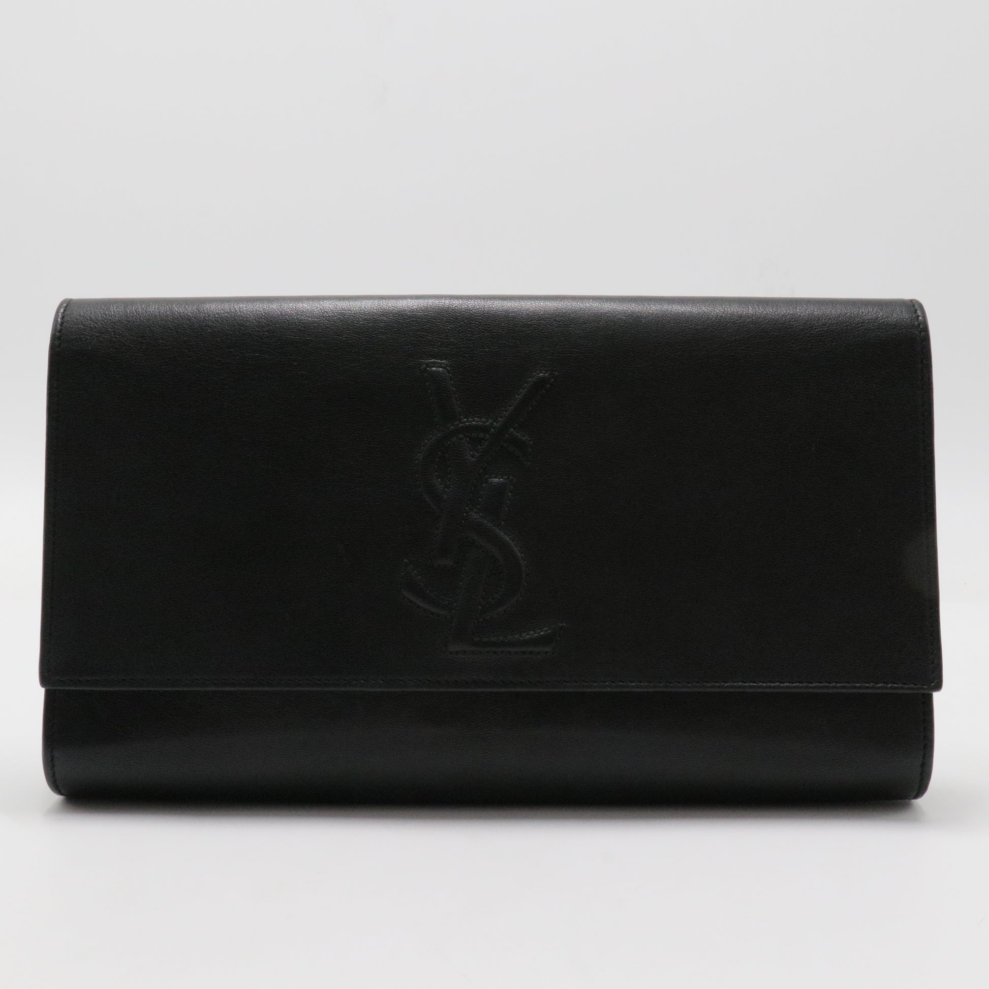 Calfskin Monogram Large Belle De Jour Clutch Black