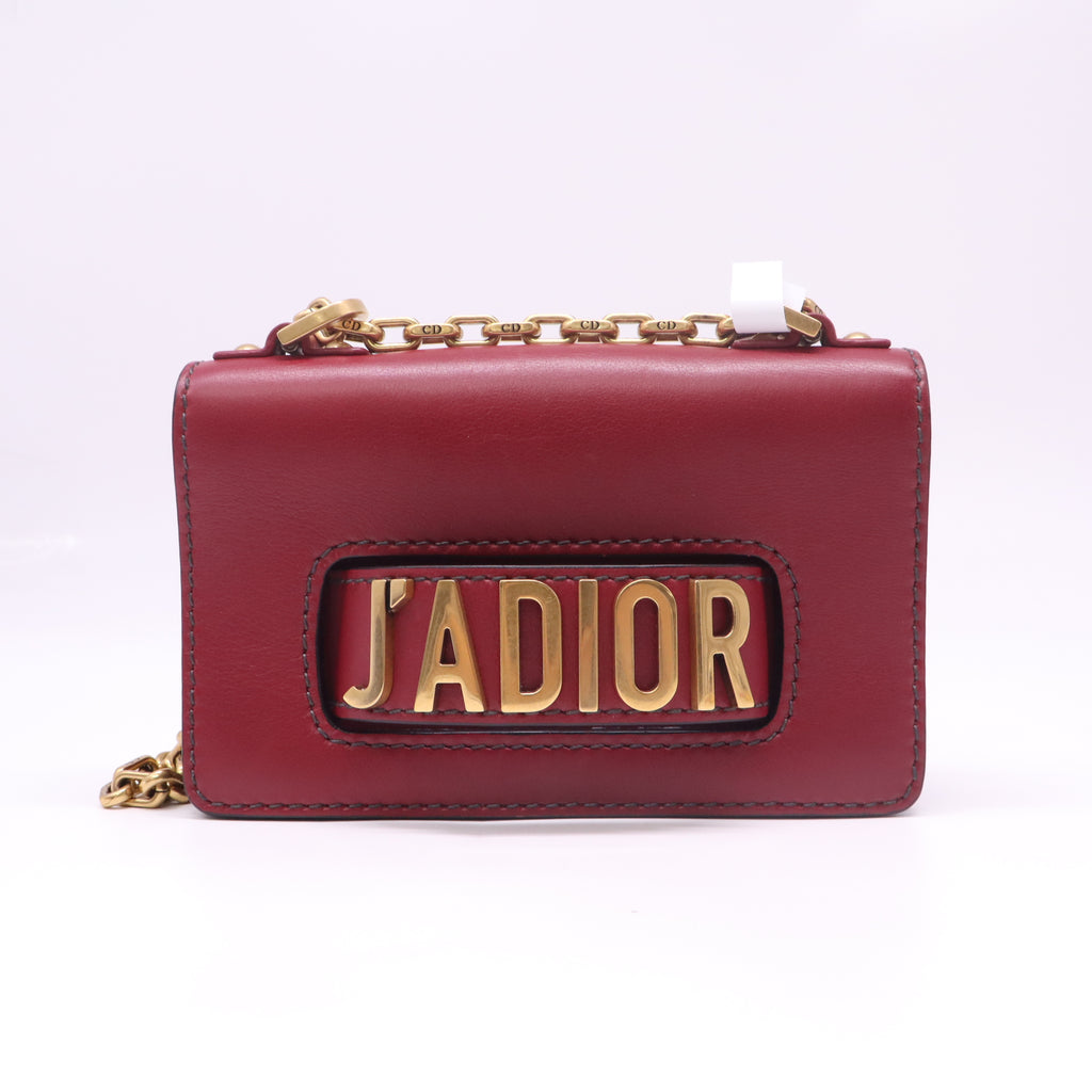 Christian Dior J'Adior Mini Chain Flap Bag in Burgundy Smooth Leather B23157