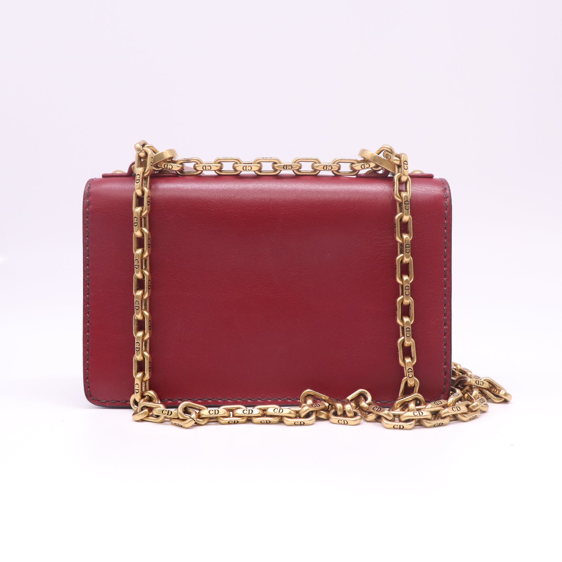 Christian Dior J'Adior Mini Chain Flap Bag in Burgundy Smooth Leather B23157