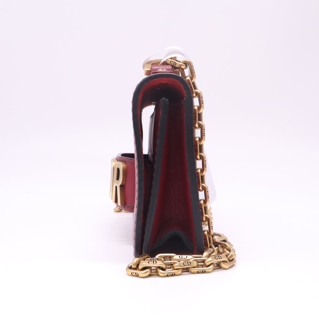 Christian Dior J'Adior Mini Chain Flap Bag in Burgundy Smooth Leather B23157