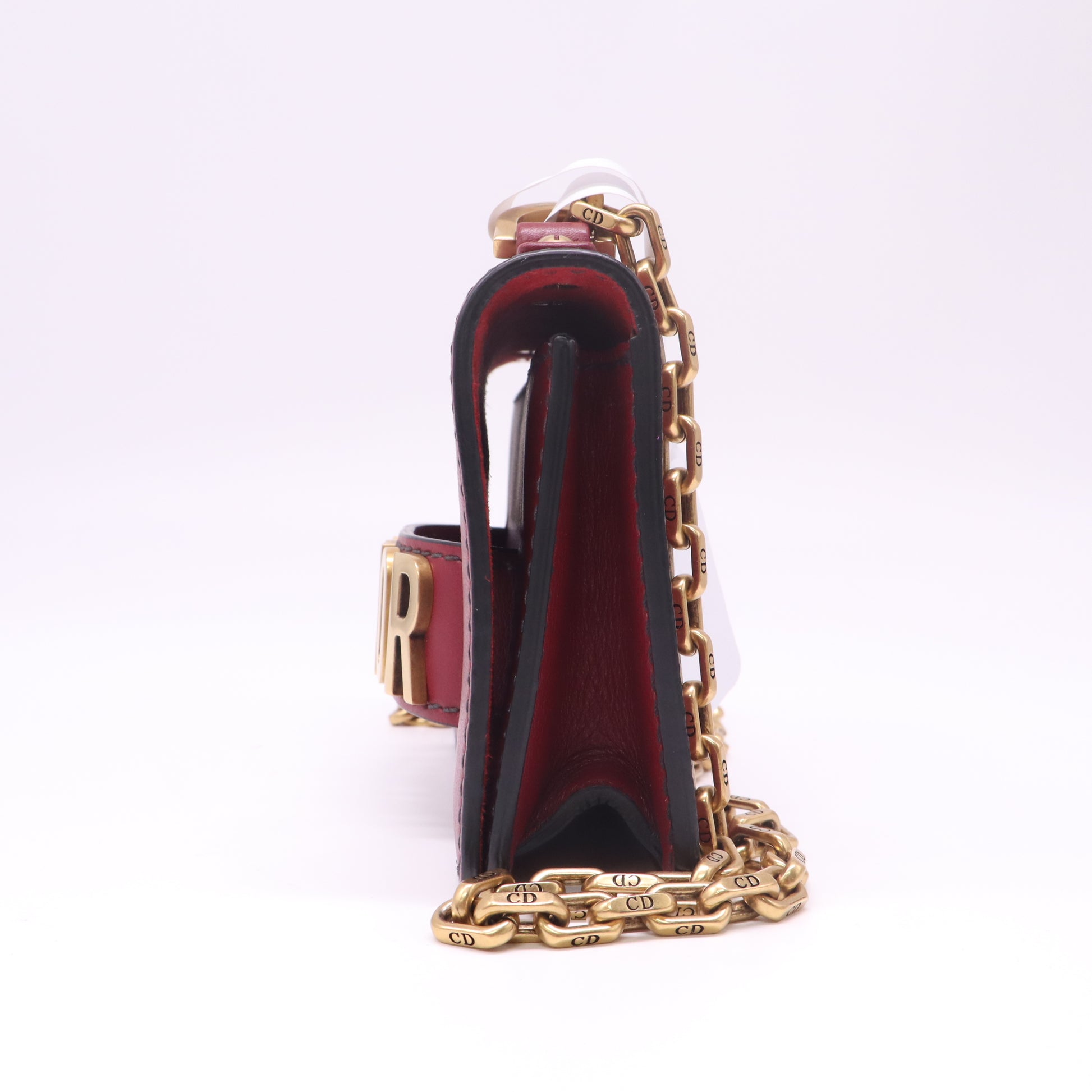 Christian Dior J'Adior Mini Chain Flap Bag in Burgundy Smooth Leather B23157