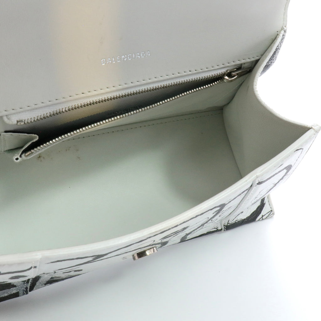 Agneau Graffiti Logo Small Hourglass Top Handle Bag twins