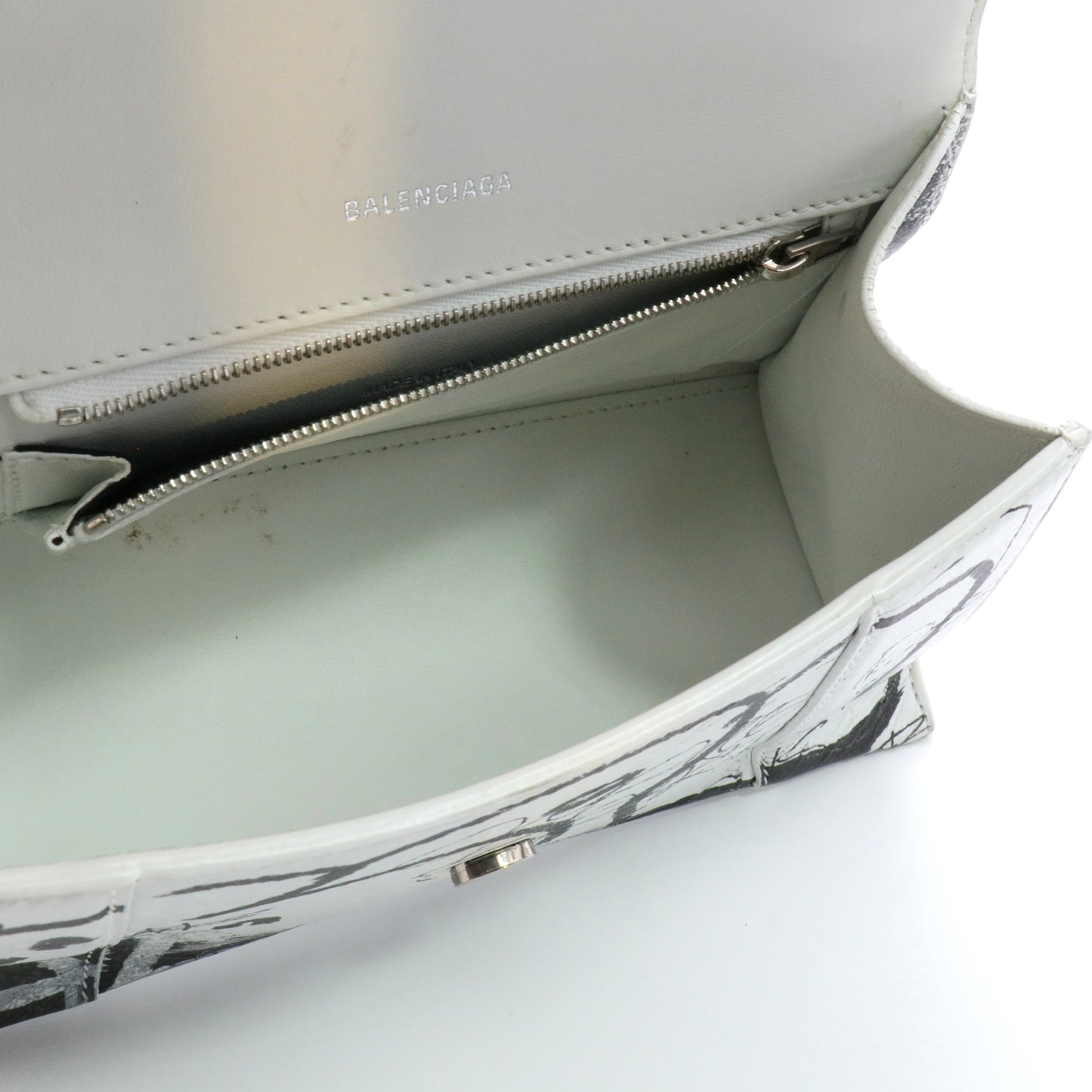 Agneau Graffiti Logo Small Hourglass Top Handle Bag twins
