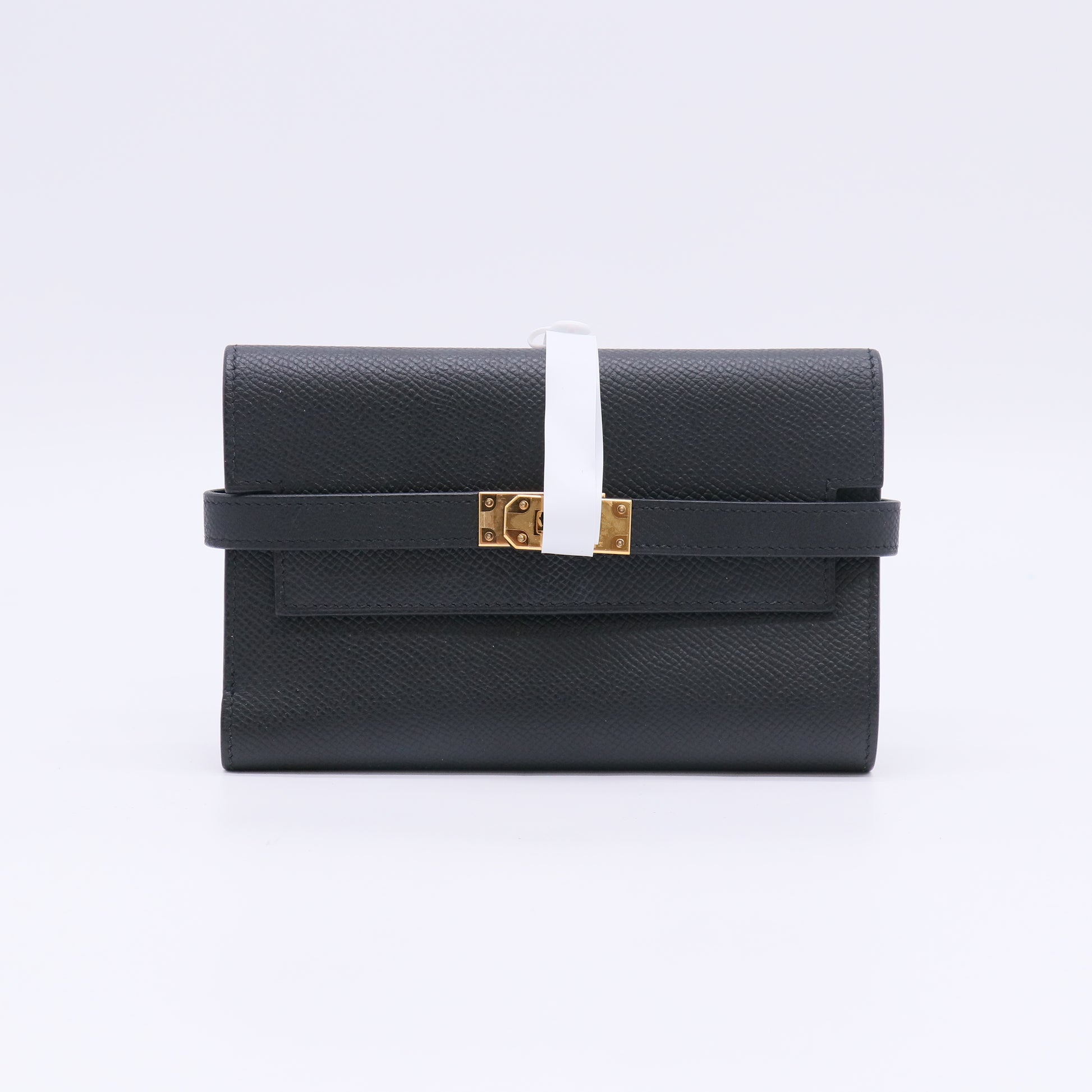 Hermes Noir Epsom Leather Kelly Depliant Medium Trifold Wallet w/ Box W22916