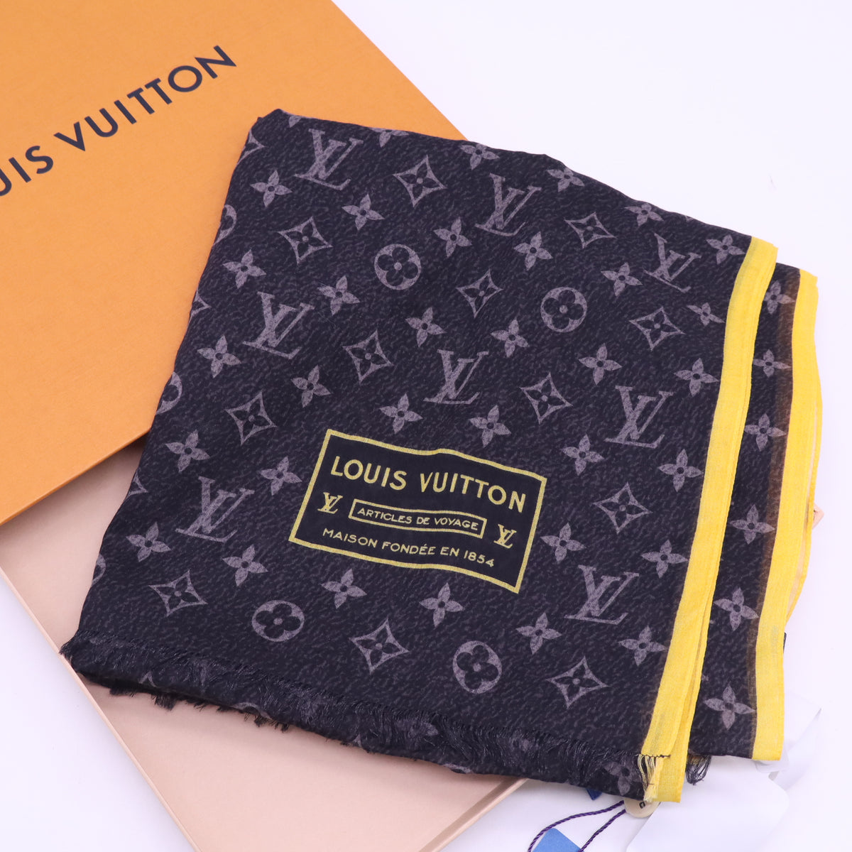 Monogram Trunk Print Cotton Scarf Twins W23663