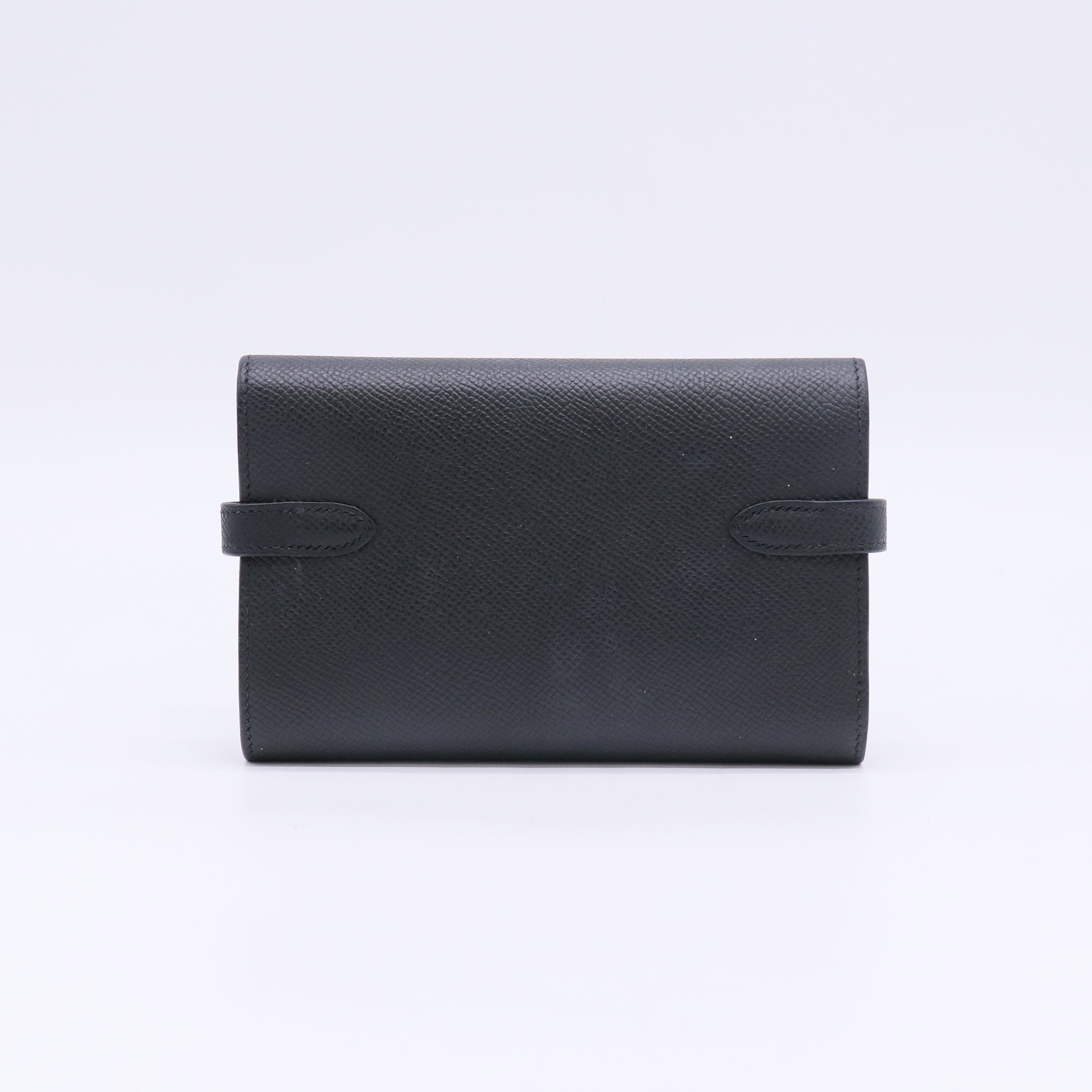 Hermes Noir Epsom Leather Kelly Depliant Medium Trifold Wallet w/ Box W22916