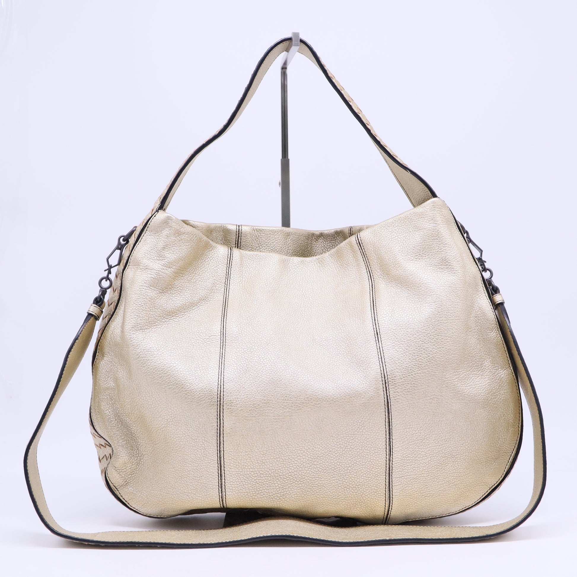 Intrecciato-Trimmed Large City Hobo
