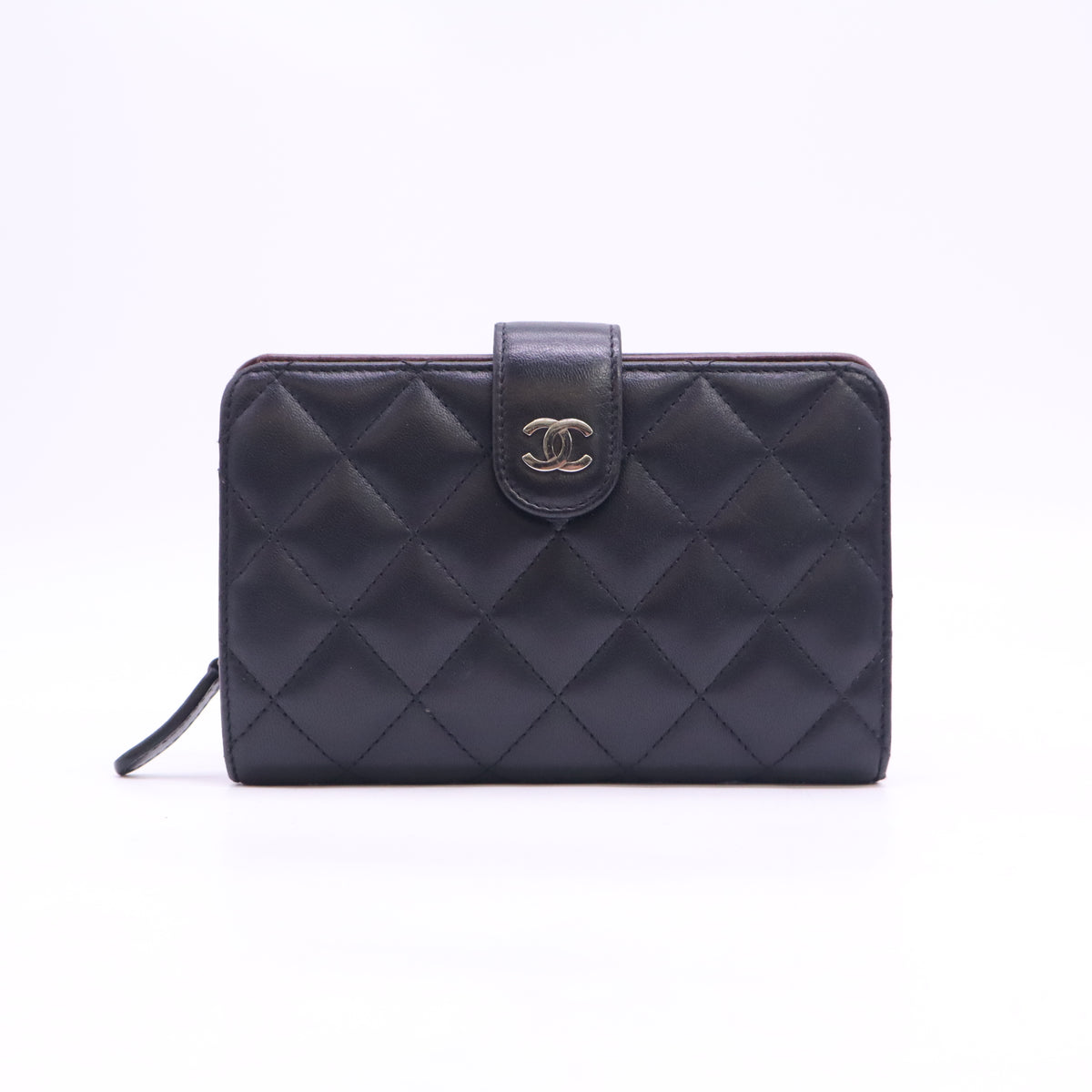 Chanel Black Quilted Leather L-Zip Pocket Wallet Twins W23619