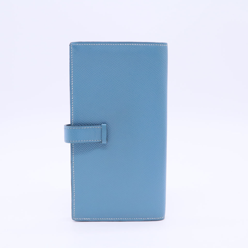Bearn Long Wallet Epsom Blue SHW Stamp Square N W20211
