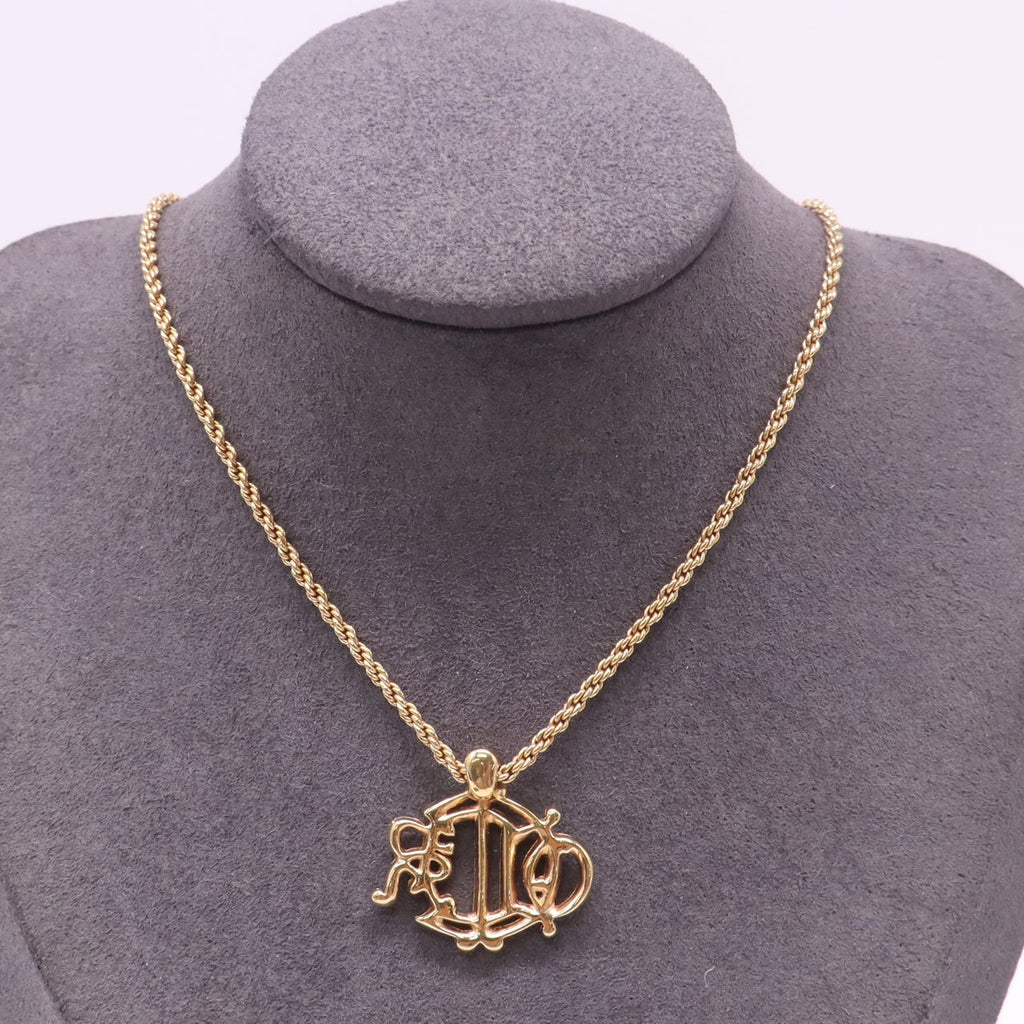 Christian Dior Monogram Necklace Gold twins LDJ4902