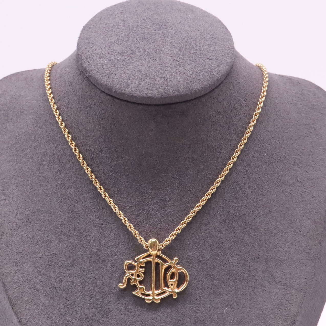 Christian Dior Monogram Necklace Gold twins LDJ4902