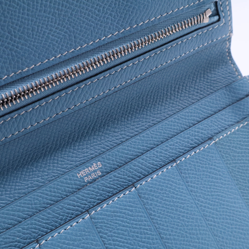 Bearn Long Wallet Epsom Blue SHW Stamp Square N W20211