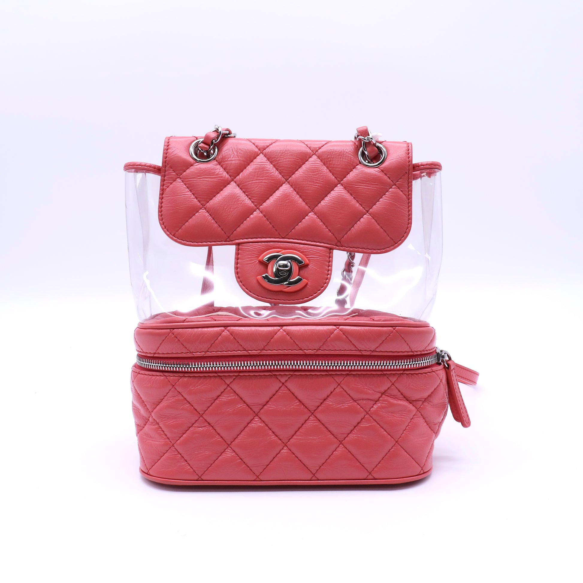 Crumpled Calfskin PVC Quilted Flap Backpack Twins LDJ4042
