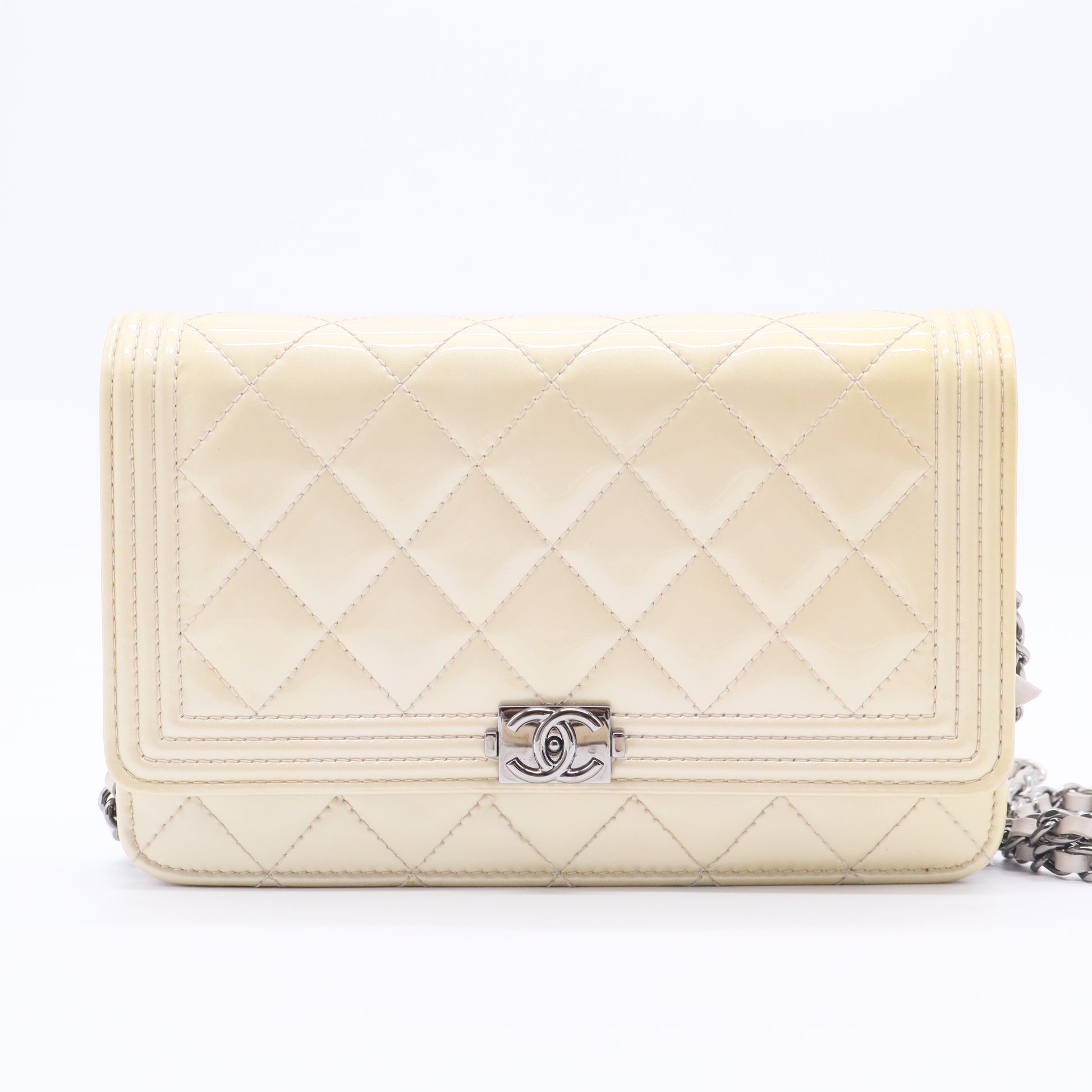 Boy Wallet on Chain Quilted Patent