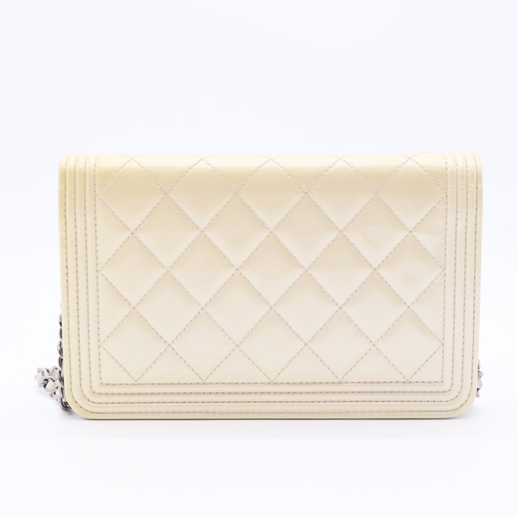 Boy Wallet on Chain Quilted Patent