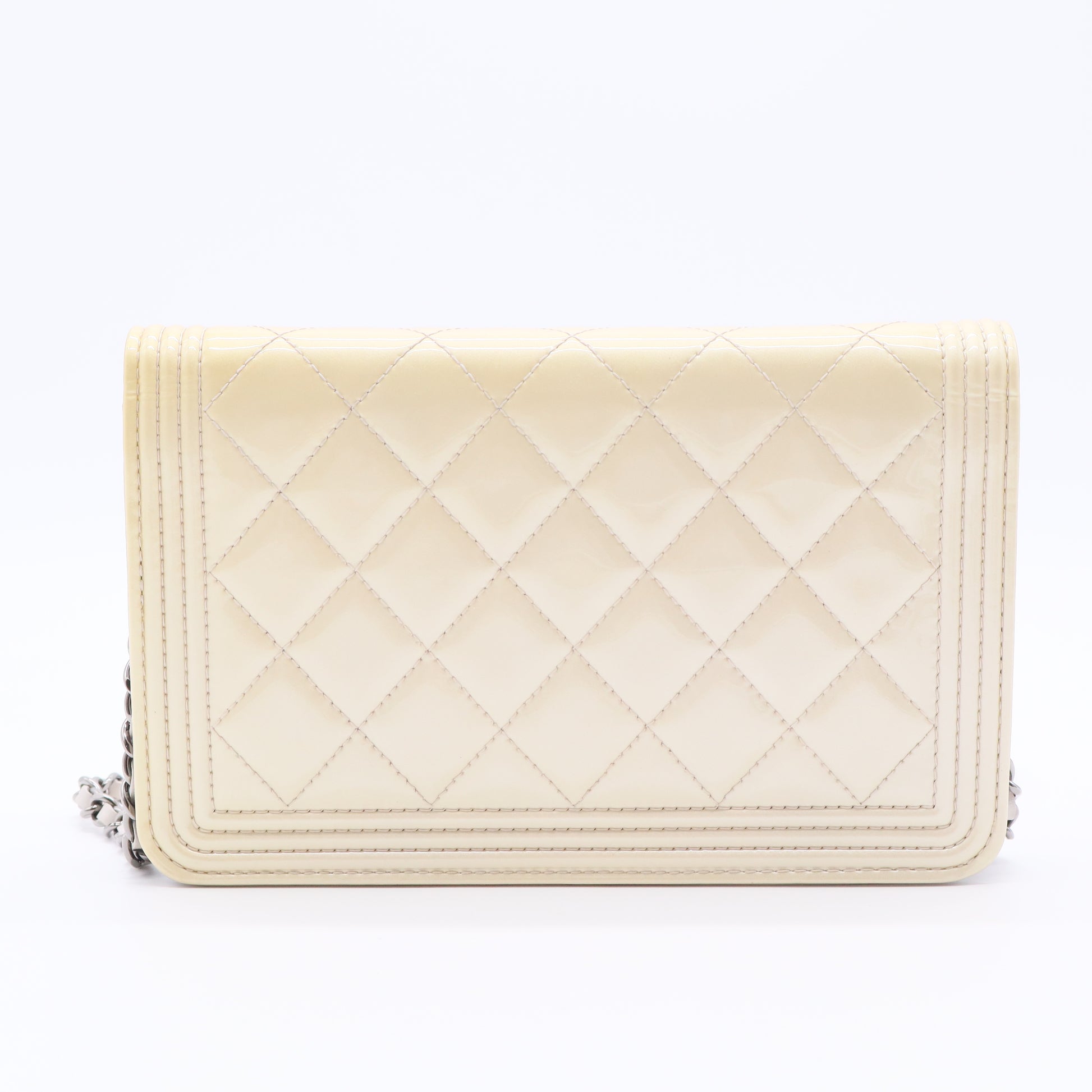 Boy Wallet on Chain Quilted Patent