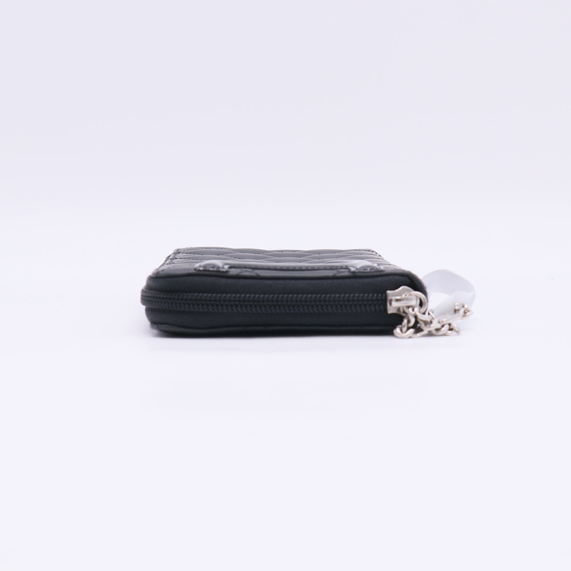 Calfskin Quilted Cambon Large Gusset Zip Around Wallet Black W22892