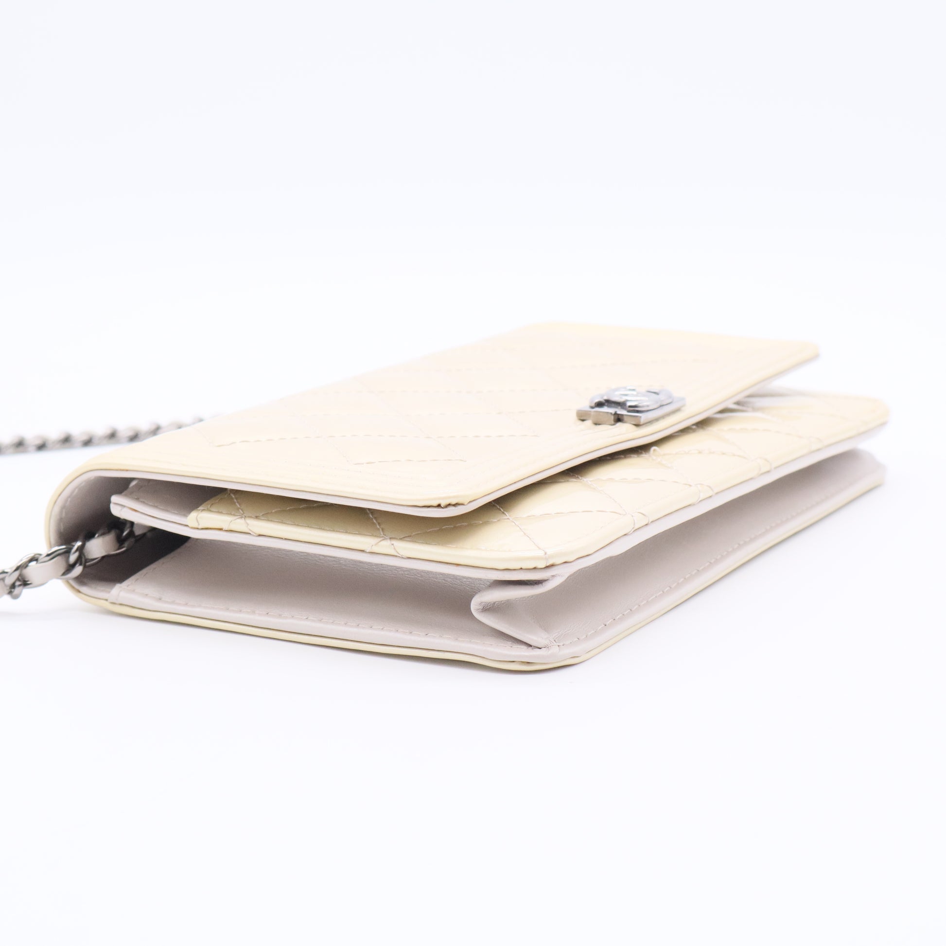 Boy Wallet on Chain Quilted Patent