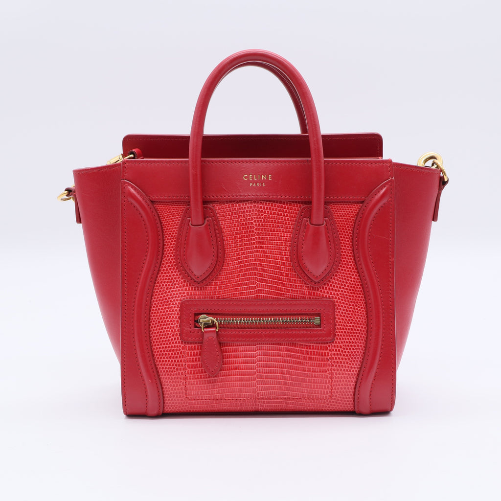 Celine Nano Red Python Luggage Bag twins