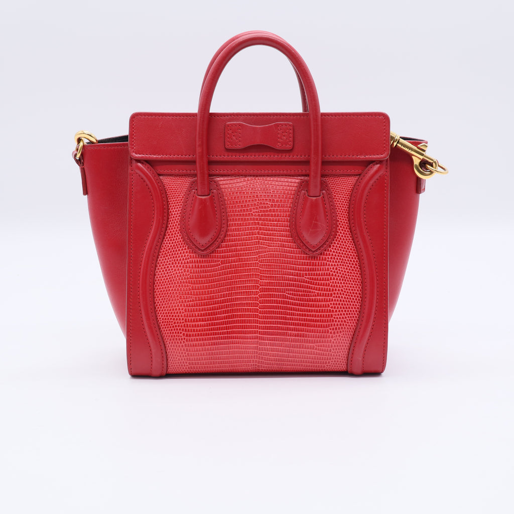 Celine Nano Red Python Luggage Bag twins