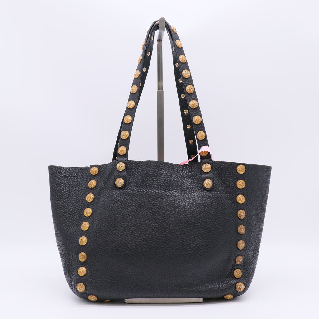 Valentino Garavani Pebble Calfskin Studded Zodiac Tote Black twins LDJ4890