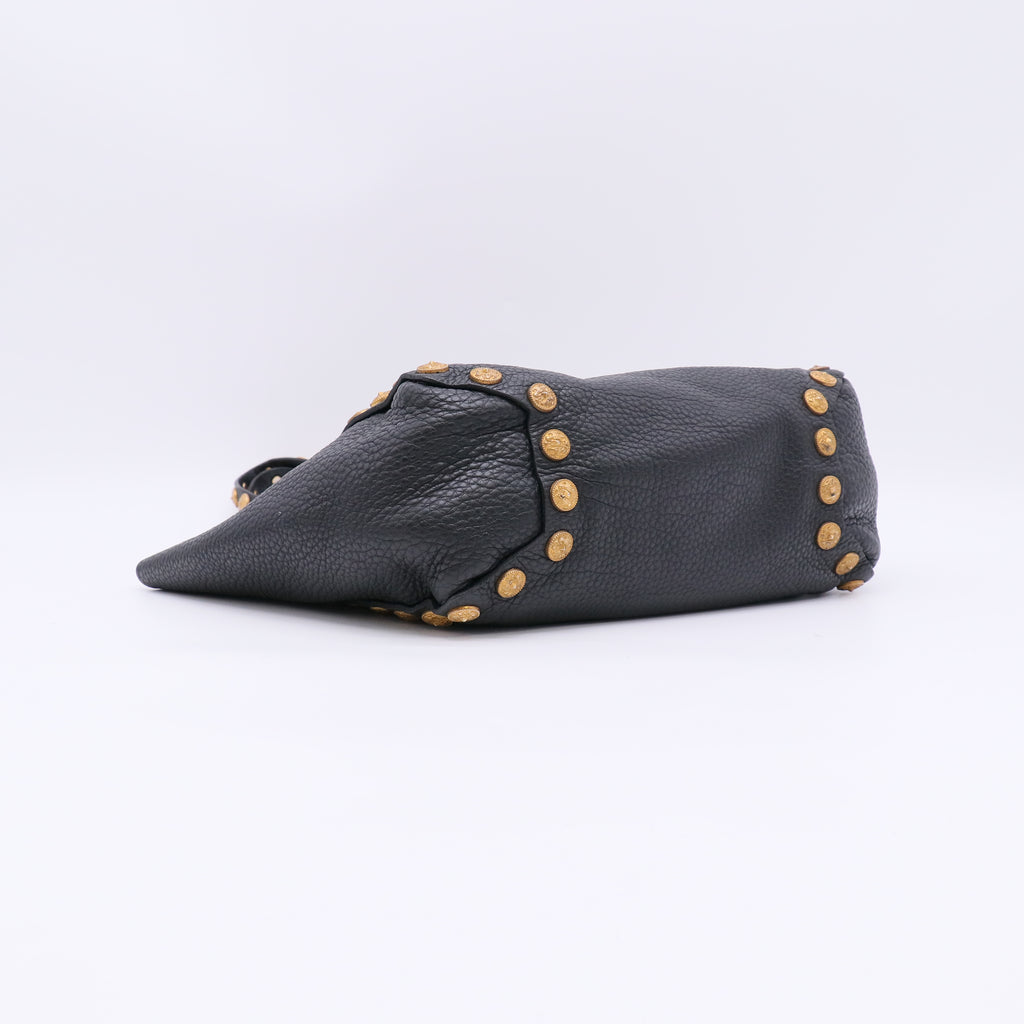 Valentino Garavani Pebble Calfskin Studded Zodiac Tote Black twins LDJ4890
