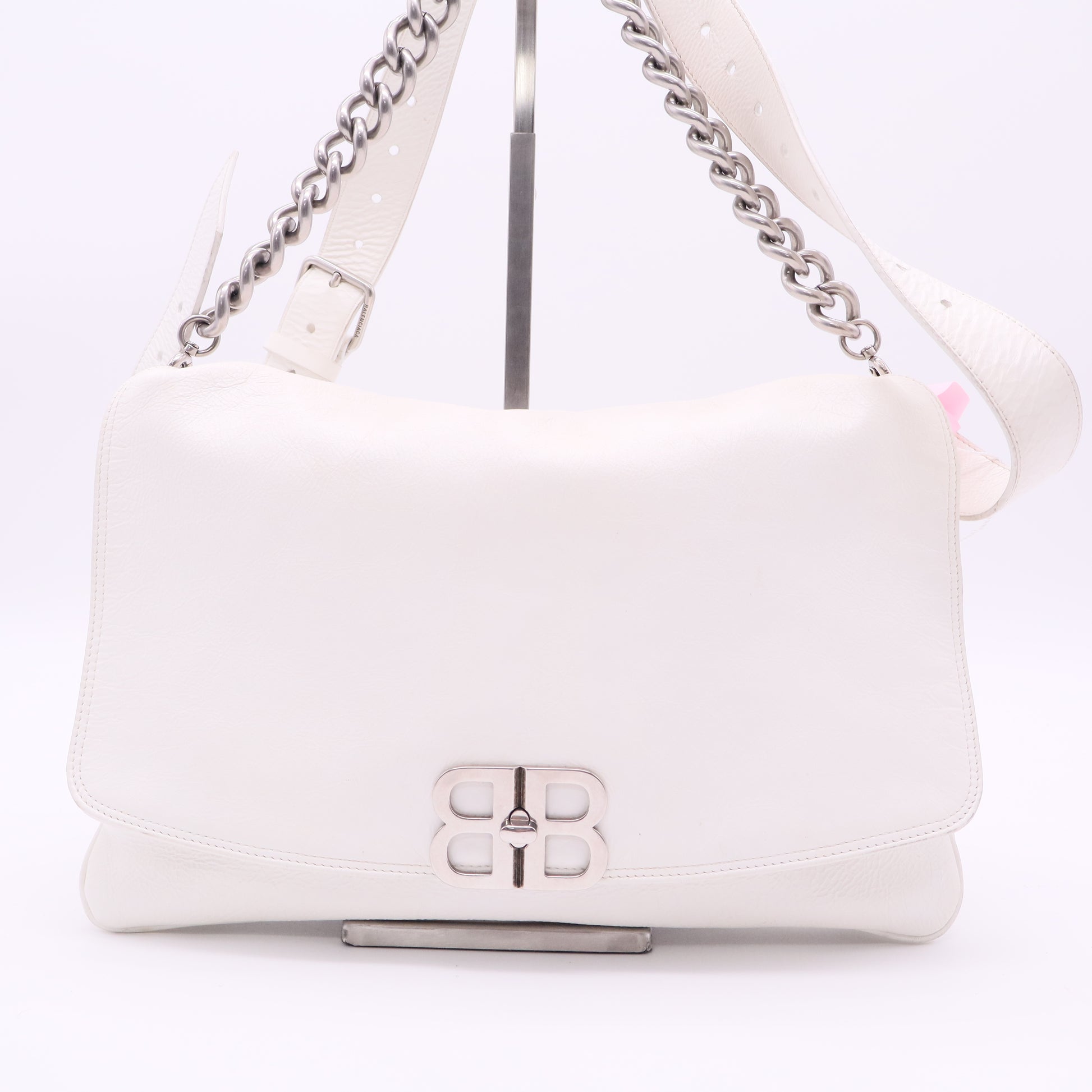 White medium BB Soft Flap shoulder bag twins