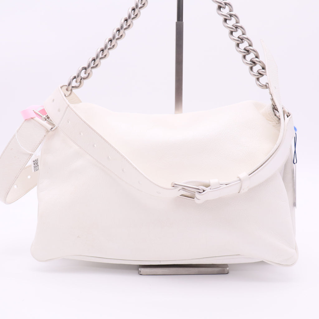 White medium BB Soft Flap shoulder bag twins