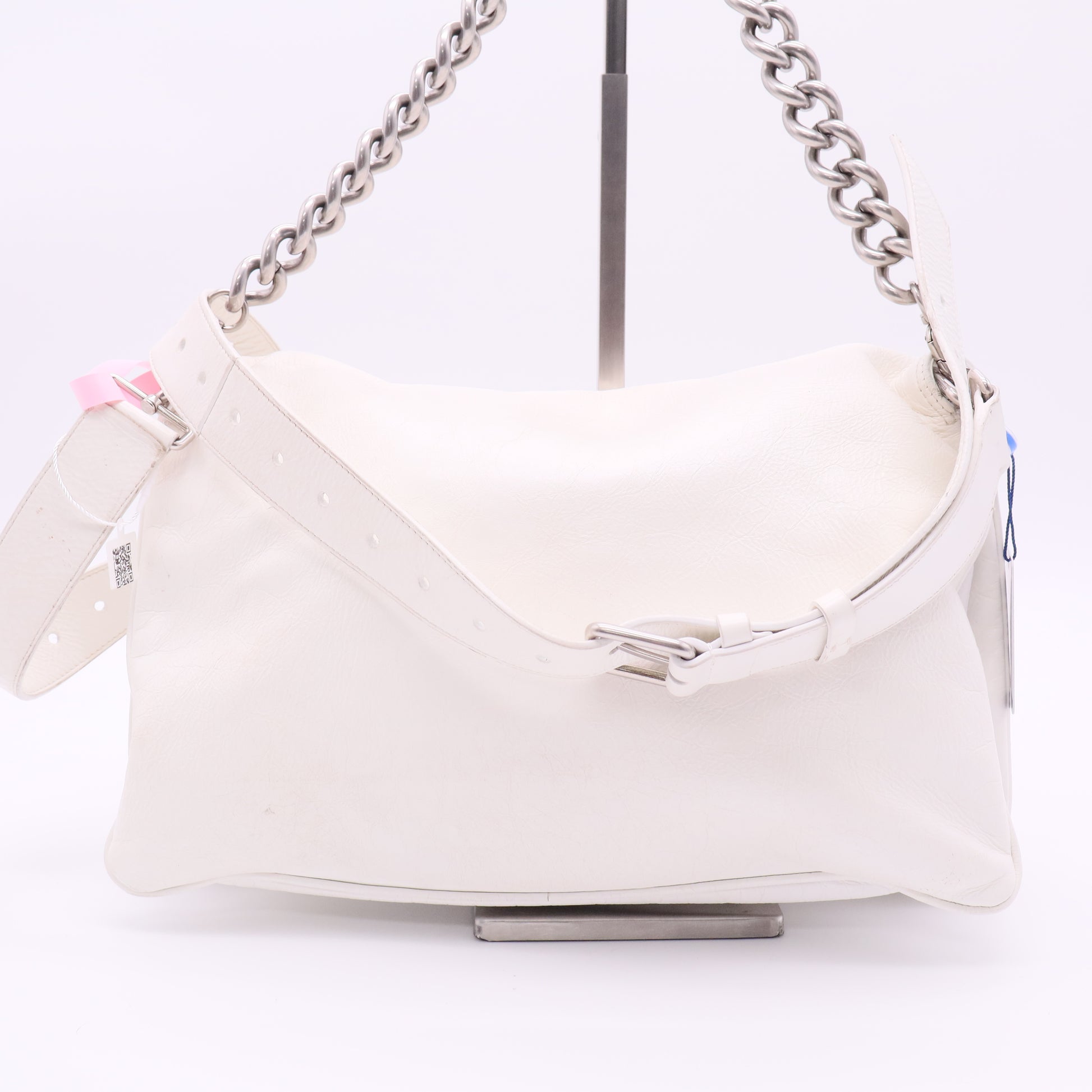 White medium BB Soft Flap shoulder bag twins