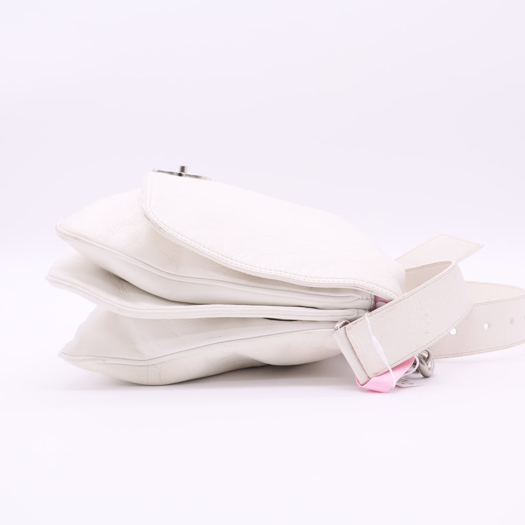 White medium BB Soft Flap shoulder bag twins
