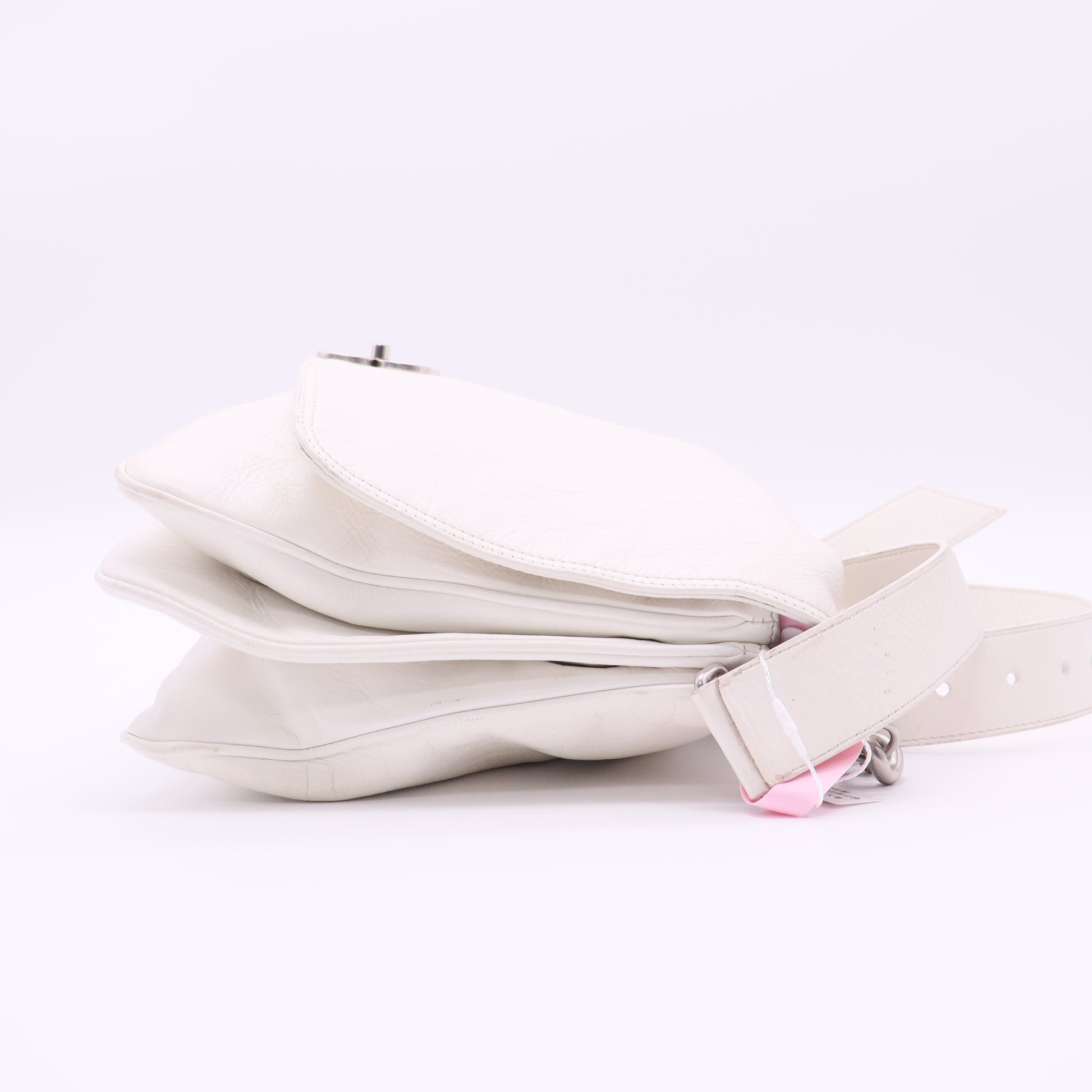 White medium BB Soft Flap shoulder bag twins