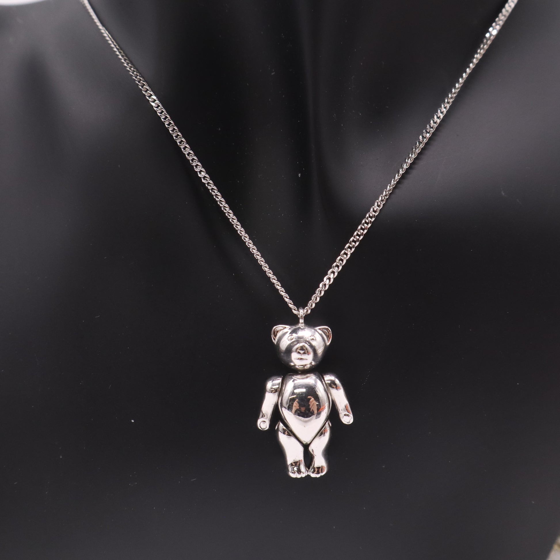 Christian Dior Teddy Bear Necklace Silver twins LDJ4907