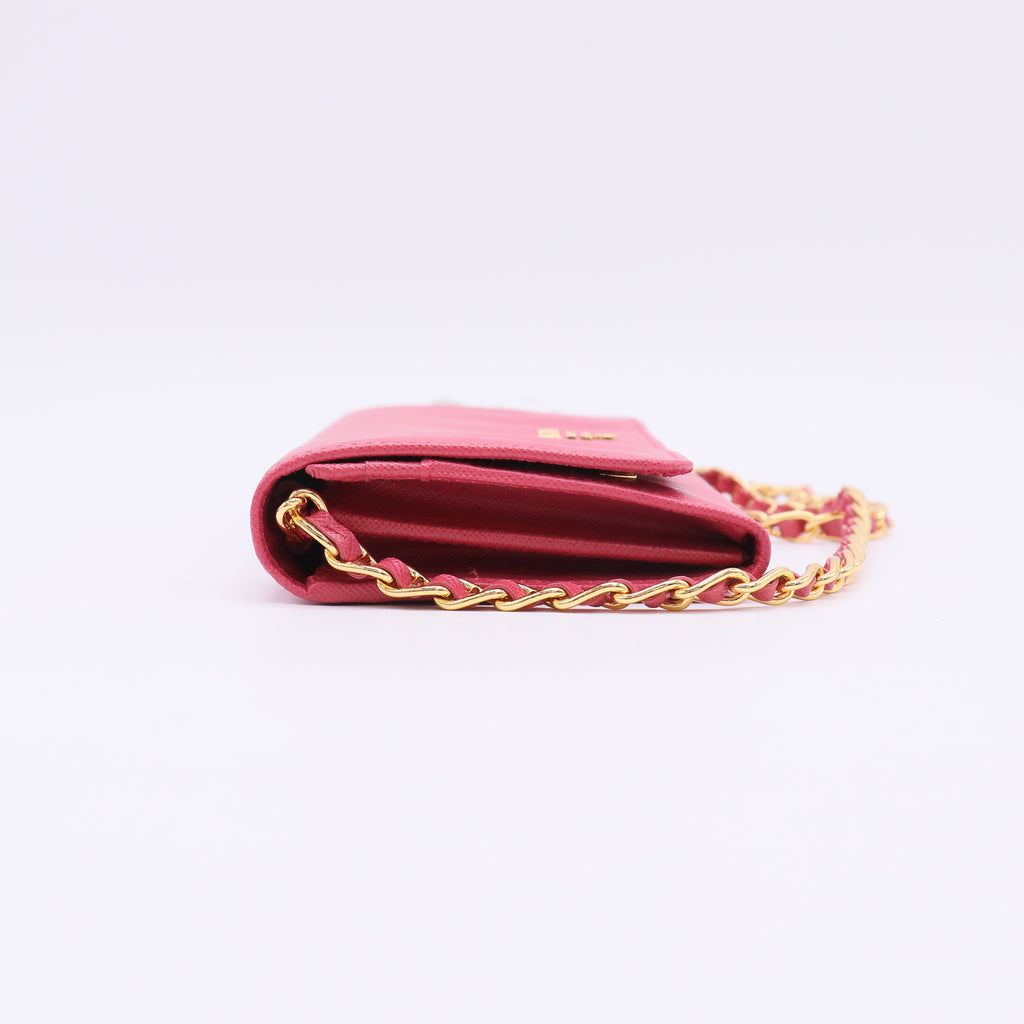 Prada Saffiano Metal Leather Wallet on Chain (WOC) W22998