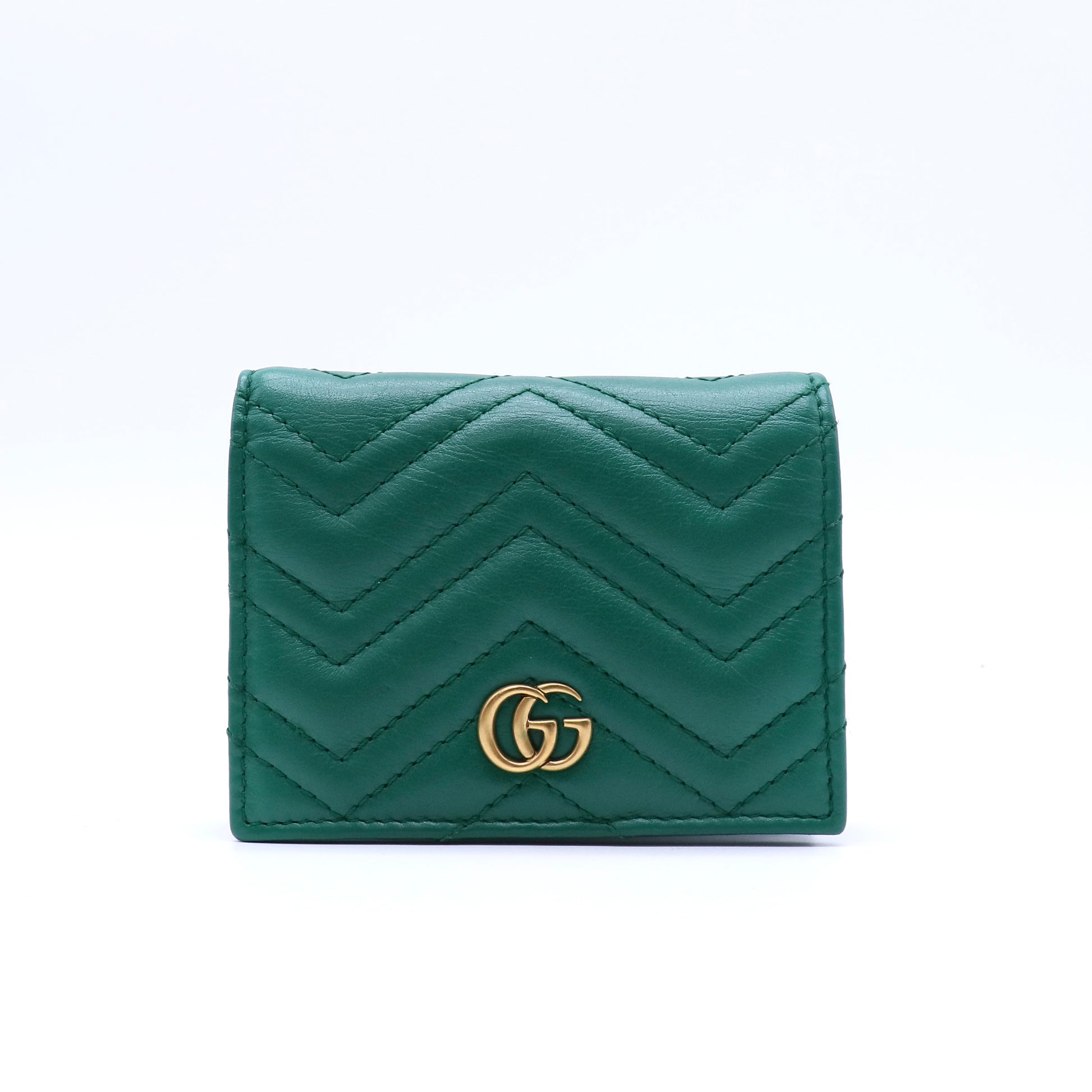 GG Marmont card case wallet in green leather Twins W21390