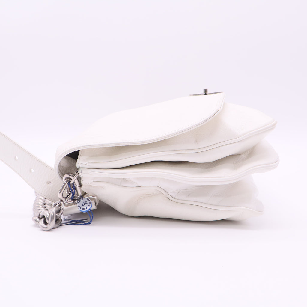 White medium BB Soft Flap shoulder bag twins