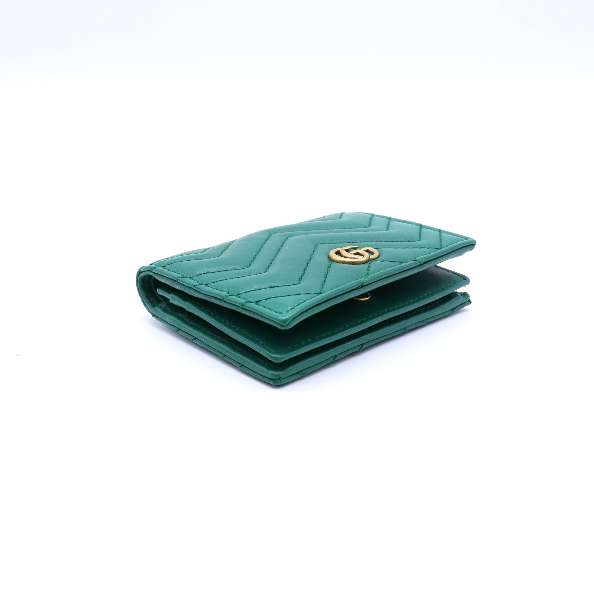 GG Marmont card case wallet in green leather Twins W21390