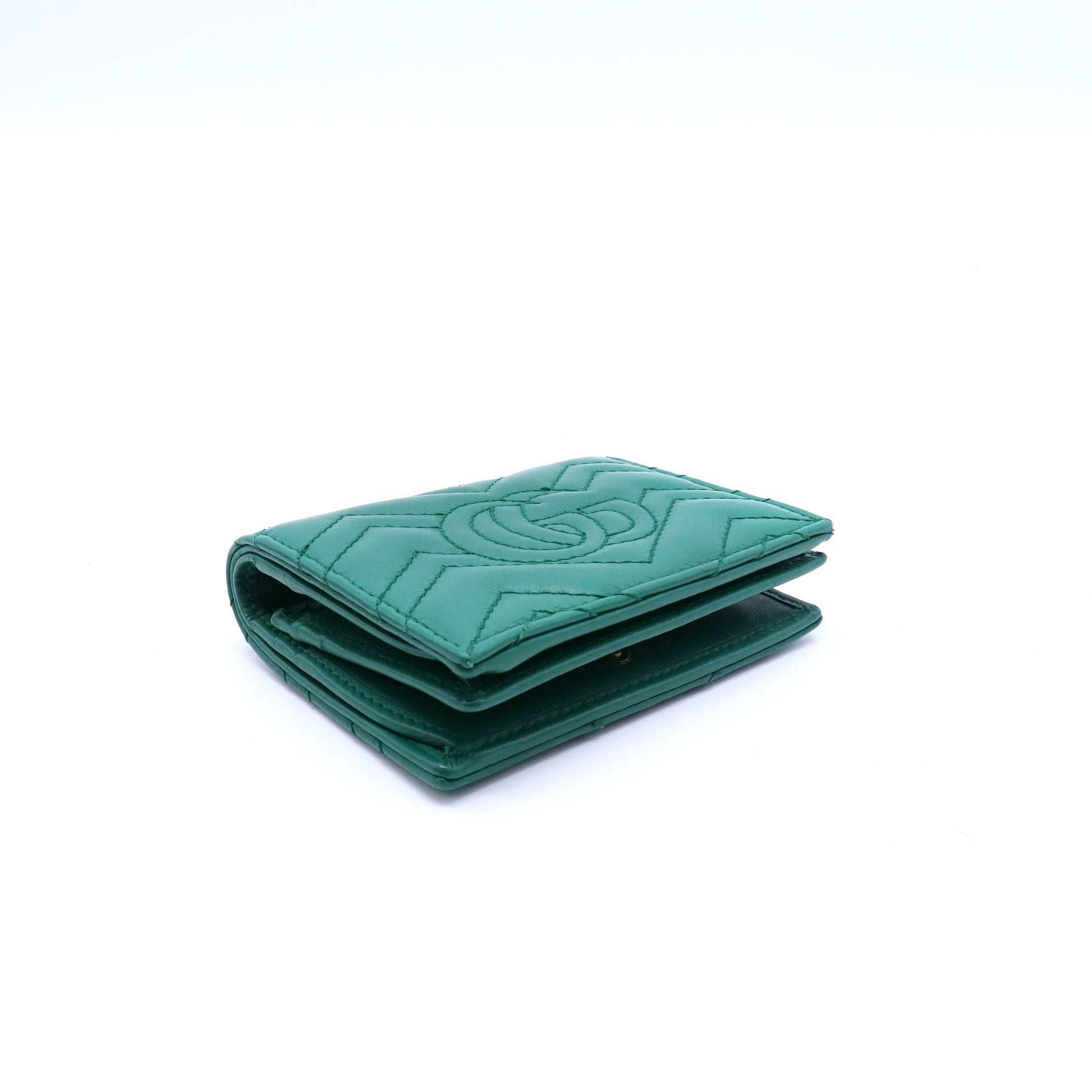 GG Marmont card case wallet in green leather Twins W21390