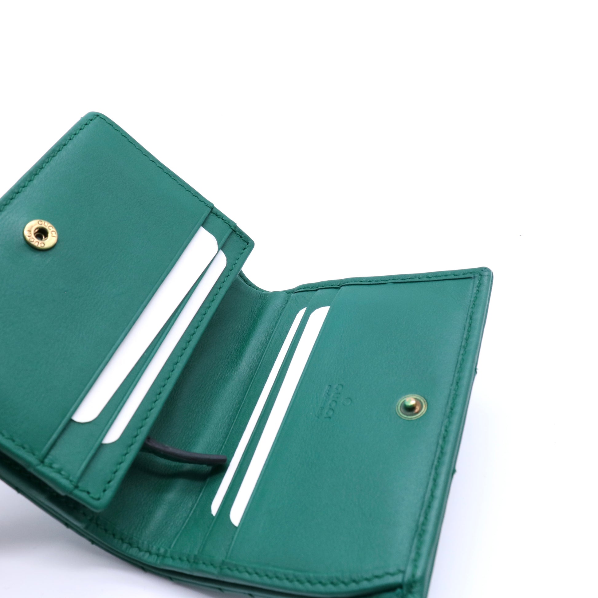 GG Marmont card case wallet in green leather Twins W21390