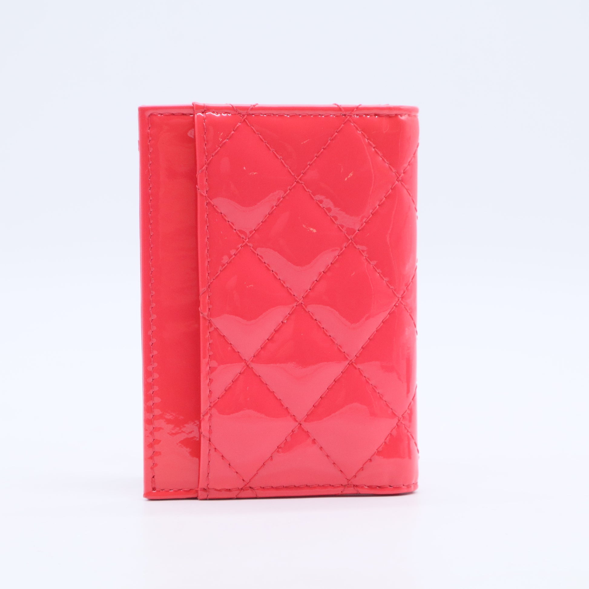 Pink Quilted Patent Leather Compact ID Wallet W20266
